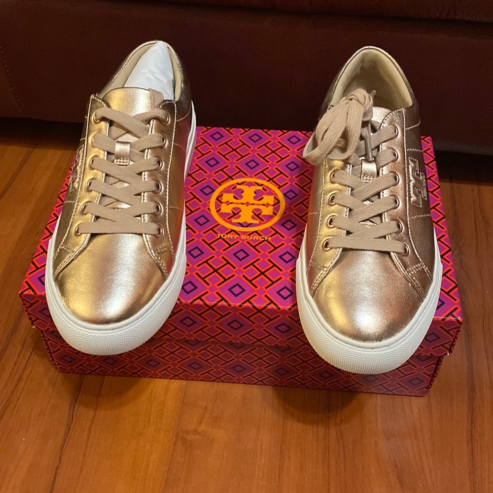 Tory Burch rose gold sneakers
